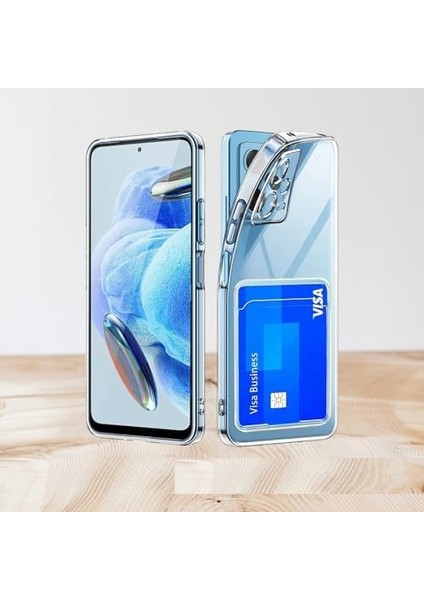 Xiaomi Redmi Note 12 5g Ile Uyumlu Kartlıklı, Darbeye Dayanıklı (Shockproof) Şeffaf Kılıfı