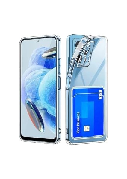 Xiaomi Redmi Note 12 5g Ile Uyumlu Kartlıklı, Darbeye Dayanıklı (Shockproof) Şeffaf Kılıfı
