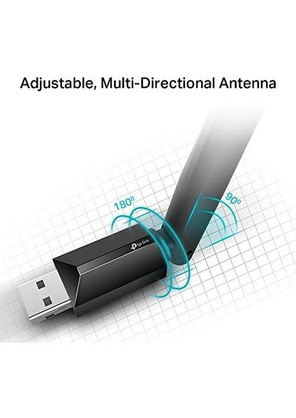 Archer T2U Plus, AC600 Mbps, Çift Bant, Yüksek Çekim Güçlü Wi-Fi 5 USB Adaptör