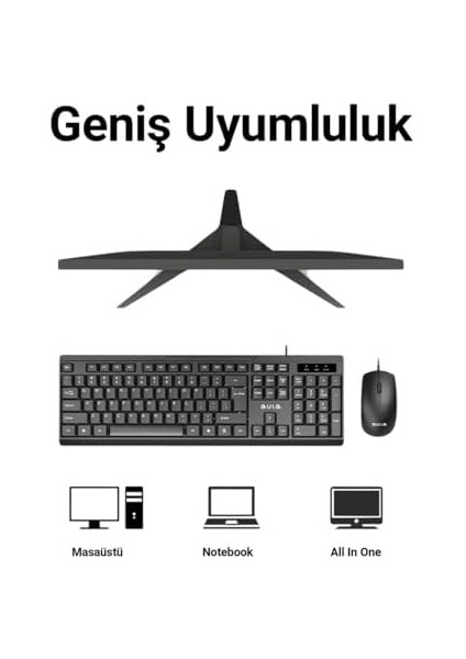 AC101 Kablolu Türkçe Q Klavye ve 1200 Dpı Optik Mouse Seti