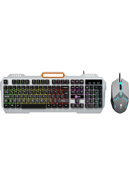 CM107 USB Kablolu Rainbow Aydınlatmalı, Qwerty Türkçe Dizilim Klavye, 1200DPI Optik Fare, Bilek Dinlendirme, Türkçe Q Oyuncu Klavye & Mouse Set Siyah