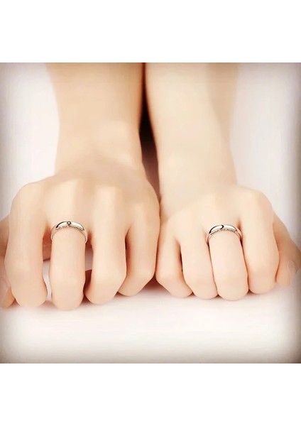 Gece Gündüz Moon Sun Çift Yüzüğü Ahşap Kutu Gönderim modelleri