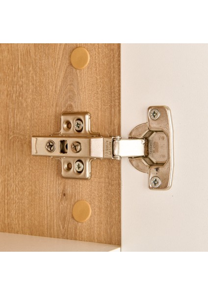 Modern Baskılı Çok Amaçlı Dolap - Beyaz / Safir Meşe - 136 cm