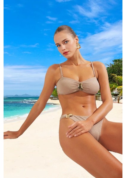 Modern Straplez Bikini Takımı Şık Detaylı Hızlı Kuruyan Esnek Kumaş Yüksek Konfor