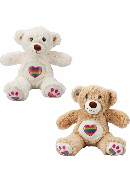 Gökkuşağı Kalpli Peluş Ayı 30 cm.1 Adet Fiyatıdır