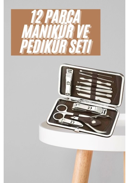 Tırnak Bakım Seti Tırnak Düzeltme Batık 12 Parça Çanta Tipi Manikür Pedikür