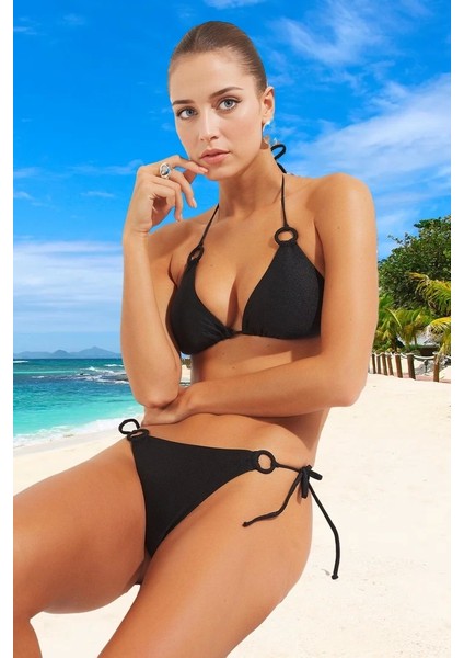 Modern Parlak Bikini Takımı Şık Detaylı Hızlı Kuruyan Esnek Kumaş Özel Tasarım Klora Dayanıklı