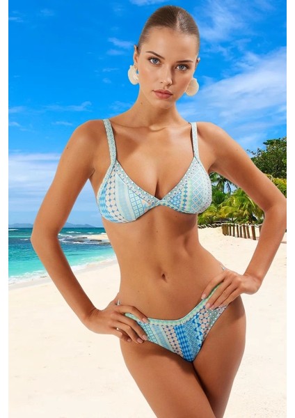 Modern Desenli Bikini Takımı Plaj ve Havuz Için Yüksek Konfor Özel Tasarım Klora Dayanıklı