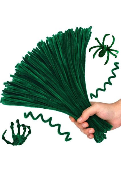 50'li Koyu Yeşil Renkli Şönil, Eğitici Şönil Seti, Tüylü Tel, 30 Cm, Peluş Tel fiyatları