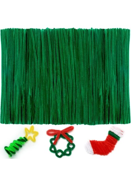 50'li Koyu Yeşil Renkli Şönil, Eğitici Şönil Seti, Tüylü Tel, 30 Cm, Peluş Tel modelleri