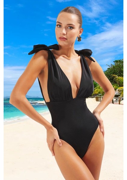 Modern Derin V Yaka Mayo Premium Kalite Esnek Kumaş Şık Detaylı Özel Tasarım Swimsuit