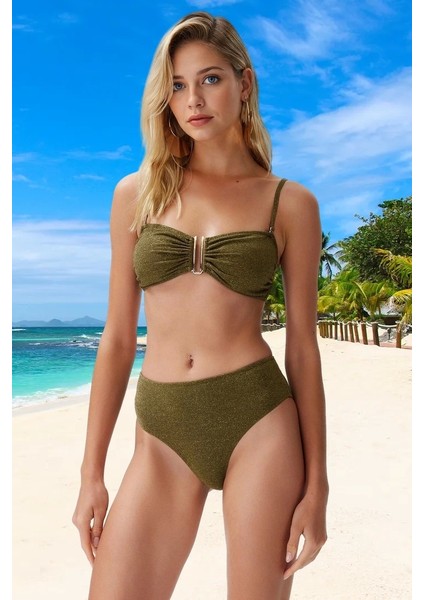 Modern Straplez Bikini Takımı Premium Kalite Klora Dayanıklı Şık Detaylı Plaj ve Havuz Için