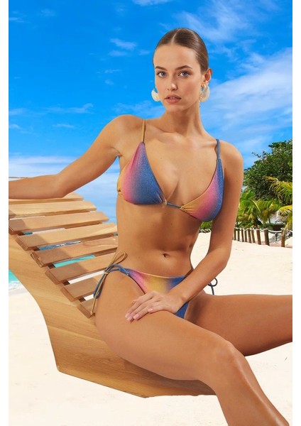 Modern Desenli Bikini Takımı Premium Kalite Uv Korumalı Hızlı Kuruyan Ergonomik Kesim