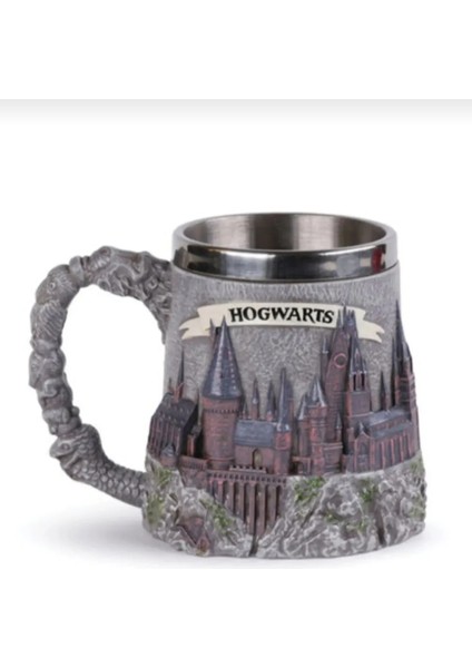Harry Potter Hogwarts 3D Kabartmalı Dış Yüzey Içi Çelik Kupa Termos Hediyelik