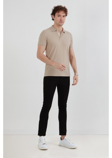 Fitilli Düğmeli Polo Yaka Slim Fit Tişört