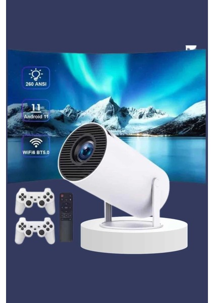 Projeksiyon Cihazı Video Oyun Konsolu Projektör Taşınabilir Ayaklı Çift Kollu 4K Çözünürlüklü