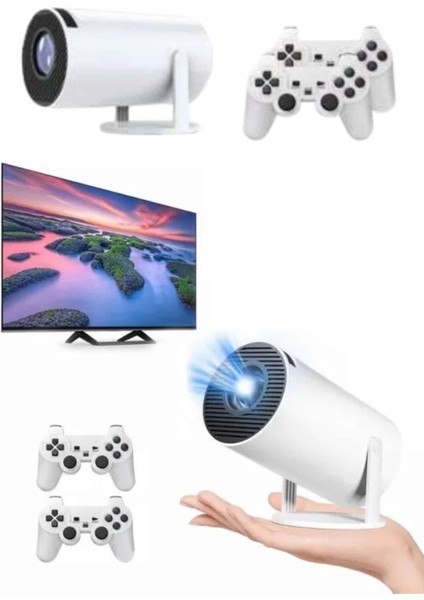 Projeksiyon Cihazı Video Oyun Konsolu Projektör Taşınabilir Ayaklı Çift Kollu 4K Çözünürlüklü