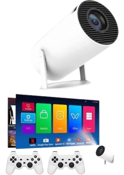 Projeksiyon Cihazı Video Oyun Konsolu Projektör Taşınabilir Ayaklı Çift Kollu 4K Çözünürlüklü