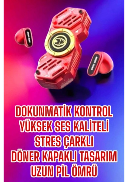 Kırmızı Kablosuz Bluetooth Kulaklık Çarklı Oyuncu Kulaklığı fırsatları
