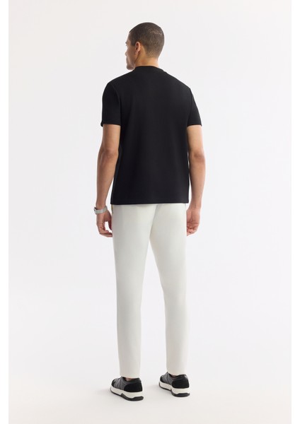 Erkek Siyah Bisiklet Yaka Baskılı Interlok T-Shirt A51Y1089
