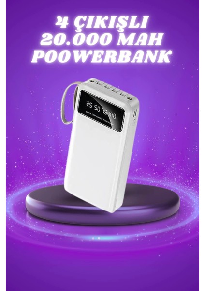 Powerbank Şarj Cihazı 4 Çıkışlı 20.000 Mah Powerbank Taşınabilir Çoklu Giriş