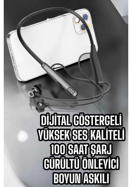 Boyun Bantlı Bluetooth Kulaklık Yüksek Ses Kaliteli 100 Saat Kulaklık