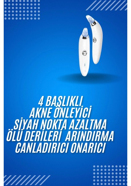 4 Başlıklı Pilli Vakumlu Siyah Nokta Temizleyici Akne ve