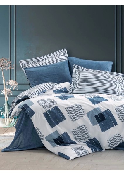 Cotton Box Modern Çift Kişilik Nevresim Takımı Solito Indigo