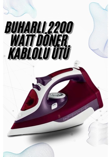 Buharlı Kablolu Ütü 2200 Watt Önleyici Şok Buharlı