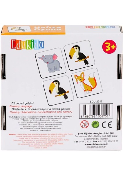 EDU-2010 Hafıza Oyunu Neşeli Hayvanlar modelleri