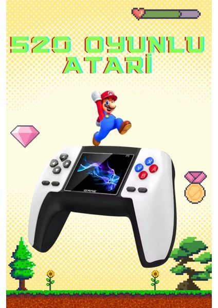 Retro Konsol P5 Uyumlu Taşınabilir 520 Oyunlu Kablosuz Game Stick