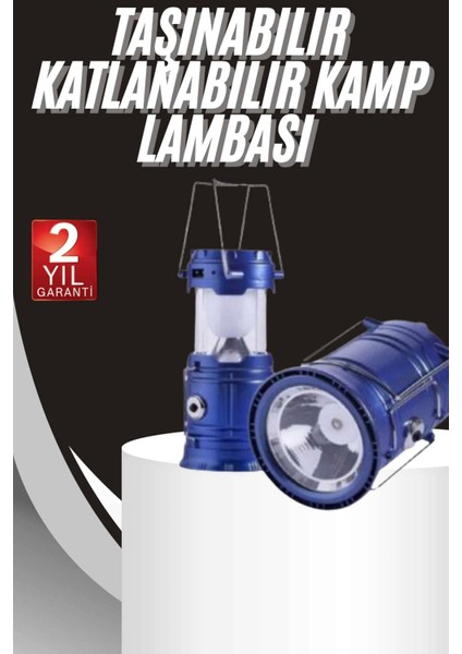 Kamp Lambası Solar Şarjlı Kızaklı Kamp Feneri LED Lamba Işıldak