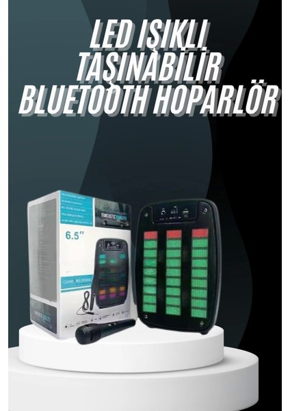 Bluetooth Hoparlör Taşınabilir Şarjlı Işıklı Büyük Boy Yüksek Ses Kaliteli