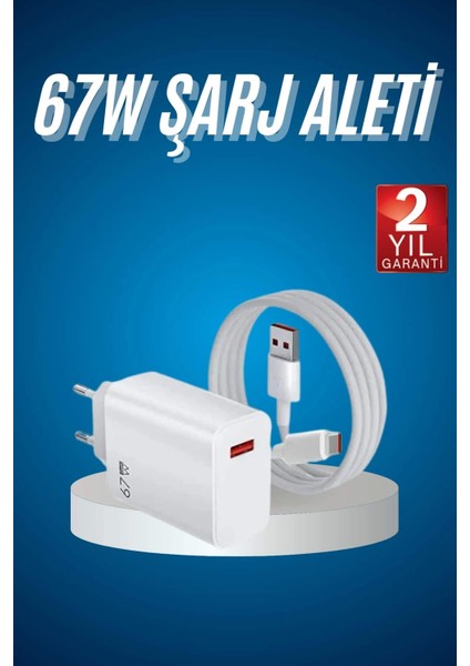 Hızlı Şarj Aleti Adaptörü Kablo Seti 67W Uzun Ömürlü Beyaz