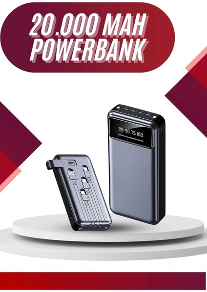 4 Çıkışlı 20.000 Mah Powerbank Uzun Pil Ömürlü Taşınabilir