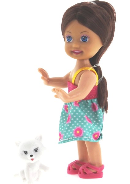Cute Girl Kedi Figürlü Kumral Mini Bebek