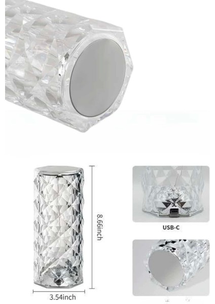 Yeni Nesil Modern Kristal Masa ve Gece Lambası Dokunmatik Renk Değiştirebilen