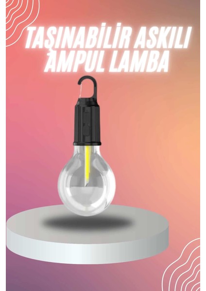 Şarjlı Dekoratif Kamp Lambası Askılı Ampul LED Işık Type-C Girişli