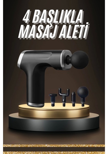 Profesyonel Masaj Tabancası Sporcu Masaj Aleti 4 Başlıklı Şarjlı Titreşimli