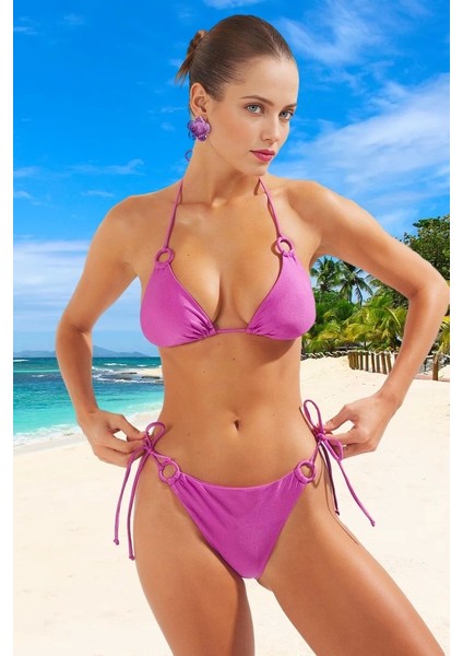 Modern Parlak Bikini Takımı Şık Detaylı Hızlı Kuruyan Esnek Kumaş Özel Tasarım Klora Dayanıklı