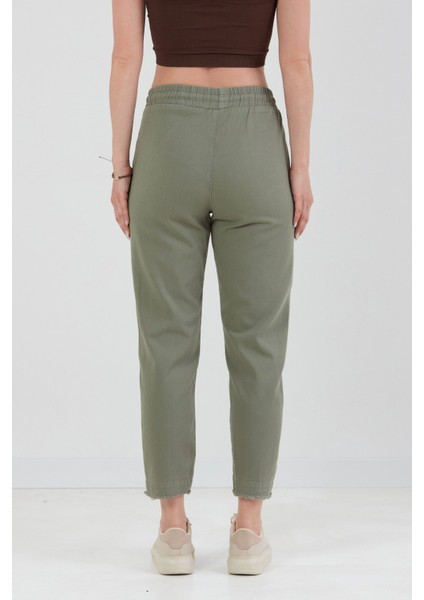 Yüksek Bel Beli Lastikli Pantolon