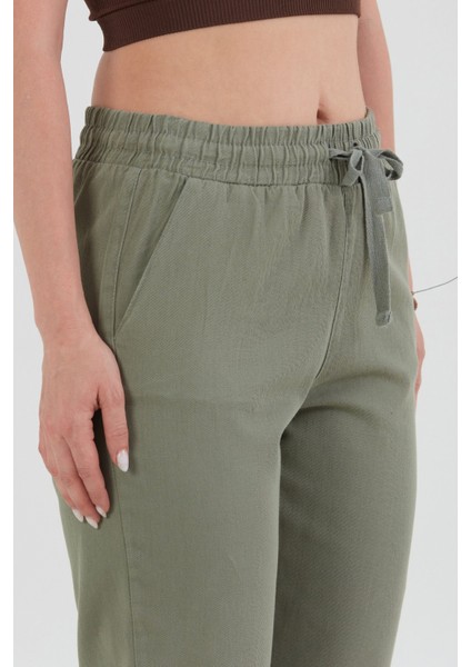 Yüksek Bel Beli Lastikli Pantolon