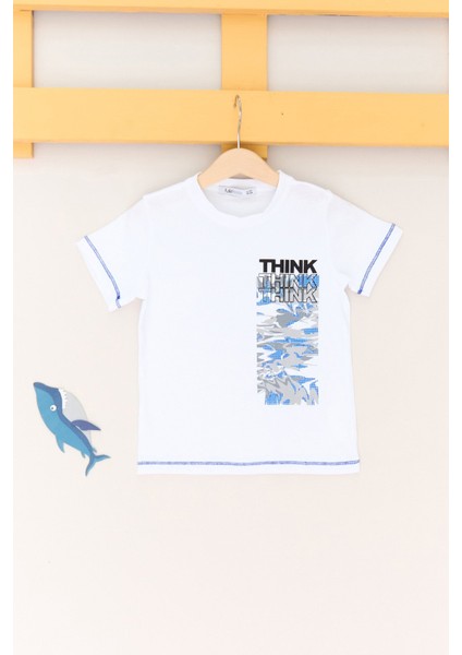 %100 Pamuk Think Baskılı Erkek Çocuk Tişört