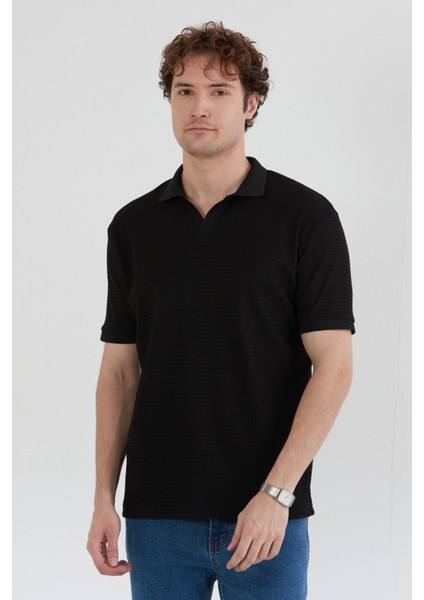 Basic Polo Yaka Jakarlı Tişört