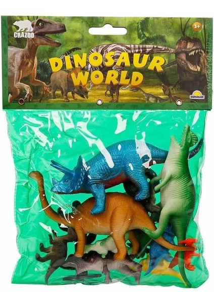 0710 Dinozorların Dünyası Poşetli Hayvan Oyun Seti Orta Boy