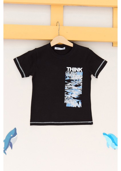 %100 Pamuk Think Baskılı Erkek Çocuk Tişört