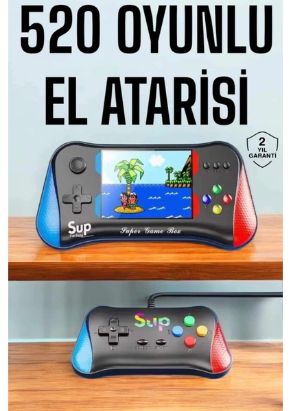 Retro 500 Oyunlu Nostaljik Oyunlu El Atari Gamebox Oyun Konsolu Çift Destekli