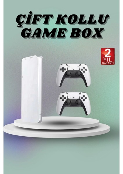 Game Box 3D Çift Oyun Kollu 4K Hd Ekran 20000'DEN Fazla Oyun Seçeneği 2.4g Kablosuz