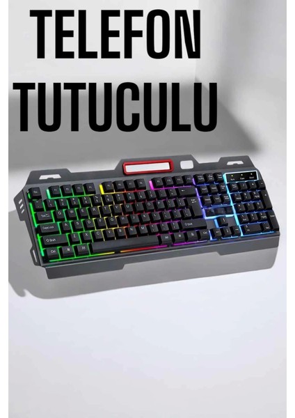 LED Işıklı Oyuncu Klavye USB Girişli Rgb Işıklı Q Klavye Mouse Hediyeli