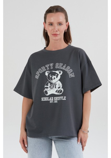 Ayıcık Baskılı Oversize Tişört fiyatları